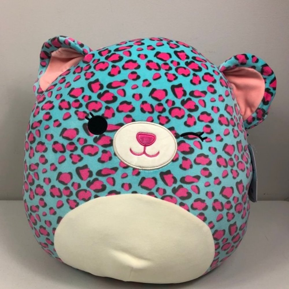 Squishmallows Chelsea The Blue Leopard Plush 16" Cat Kitty Meow Pink Spotted